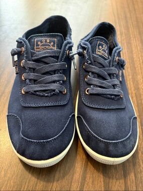 BOBS Size 7 by Skechers Navy Canvas Slip-On Sneakers